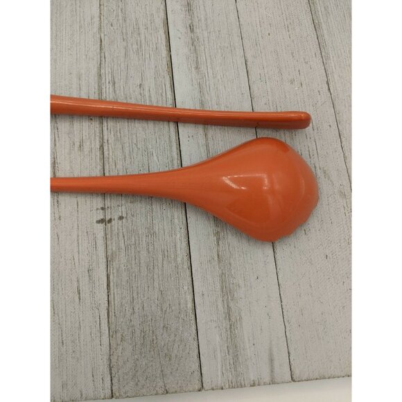 Melamine 2 Piece Salad Serving Fork Spoon Tongs Orange Flatware 11" - Picture 5 of 6